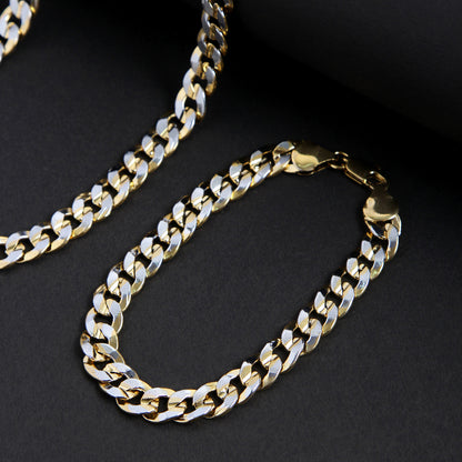 Cubin Gold Chain Necklace & Bracelet Combo (Chain-17inches & Bracelet-8 inches)