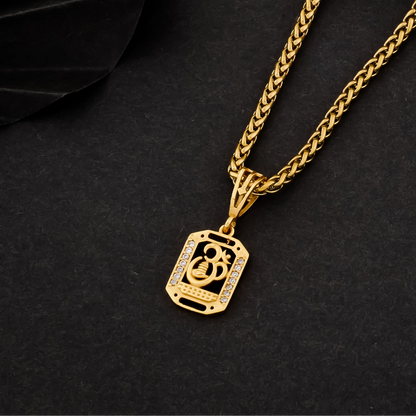 Oma Mens Unique Style Gold Chain Pendant (Chain-22 Inch / 3-MM)