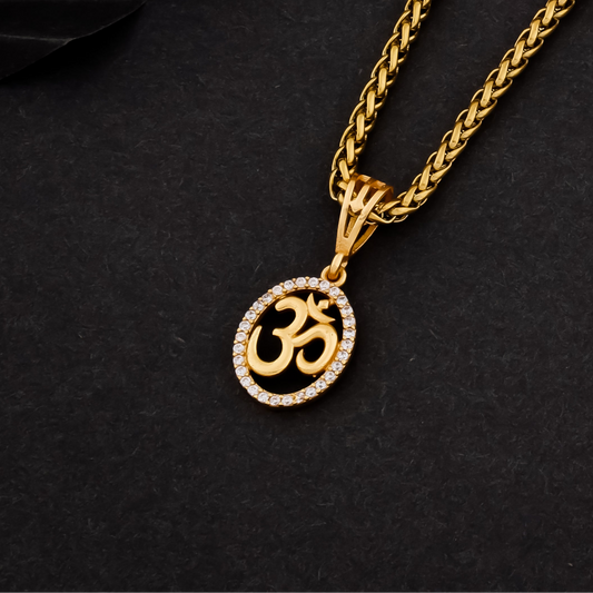 Omav Mens Fashion Gold Chain Pendant (Chain-22 Inch / 3-MM)