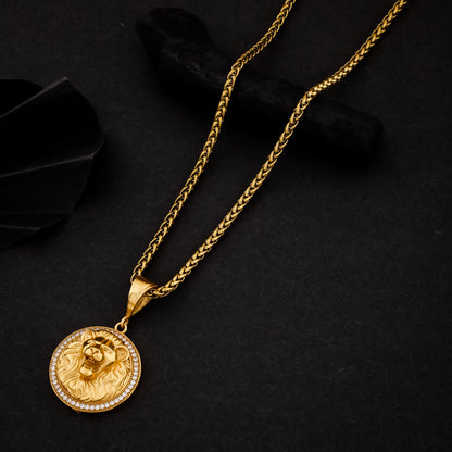 LION PENDANT WITH MEN'S CHAIN (CHAIN-22 INCH / 3 MM)