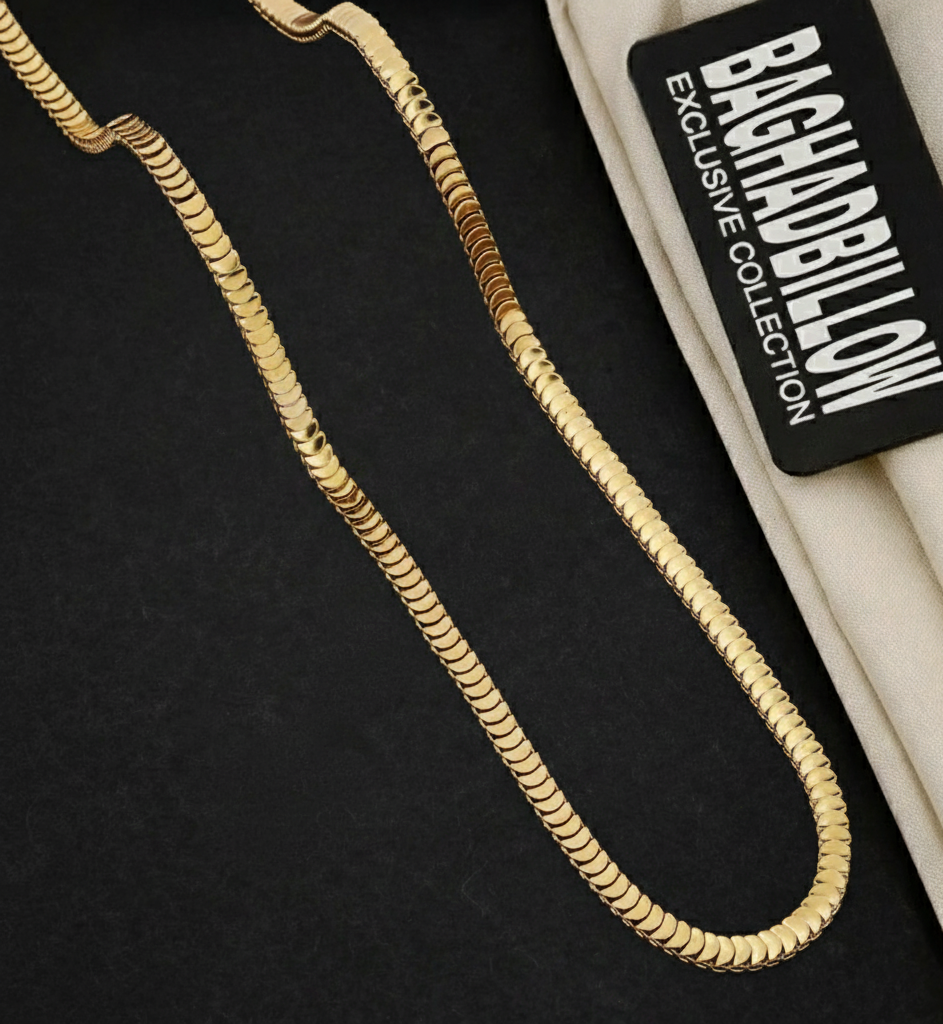 Alex Unisex Solid Gold Men's Chain (24 Inch / 4 Mm)