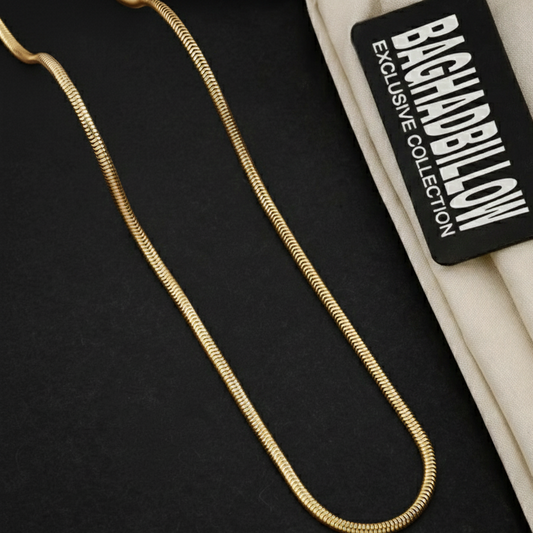 Men’s Unique Style Gold Round Snake Chain (Chain-24 Inch / 4 Mm)