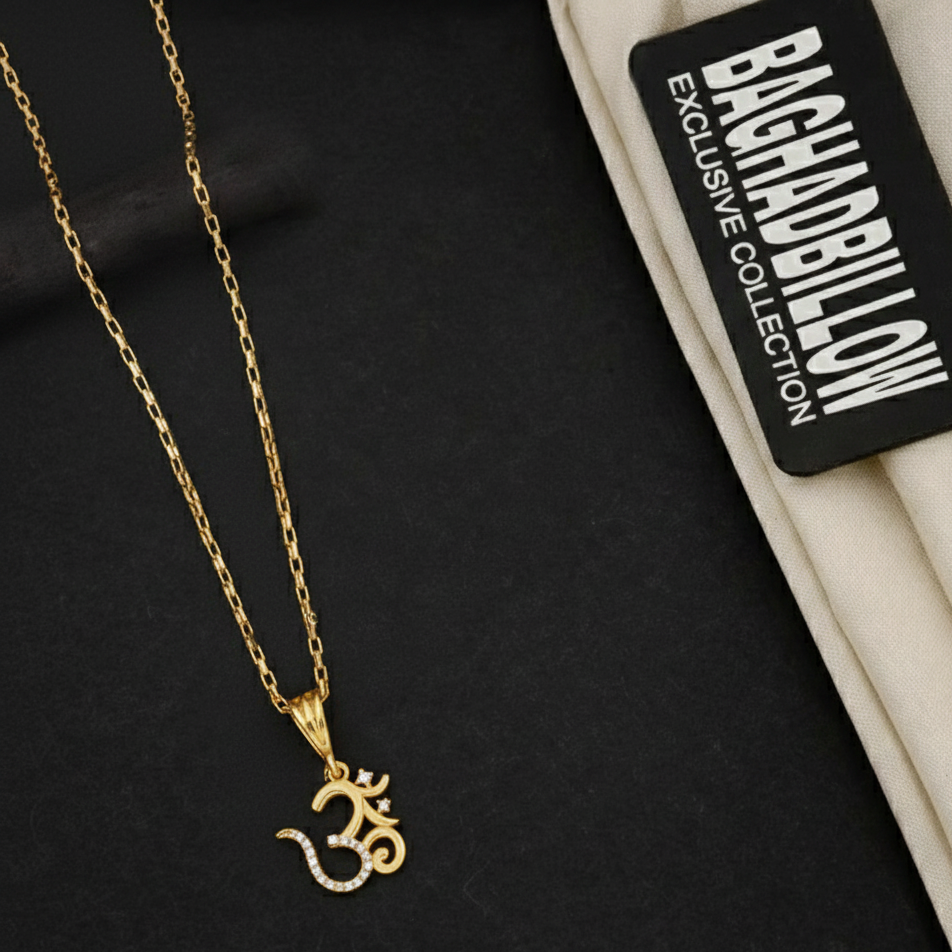 Omkareshwar Men’s Royal Look Gold Chain Pendant (Chain-24 Inch)