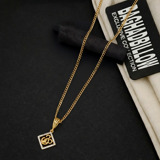 Omi Men’s Classic Gold Pendant With Chain (Chain-24 Inch)