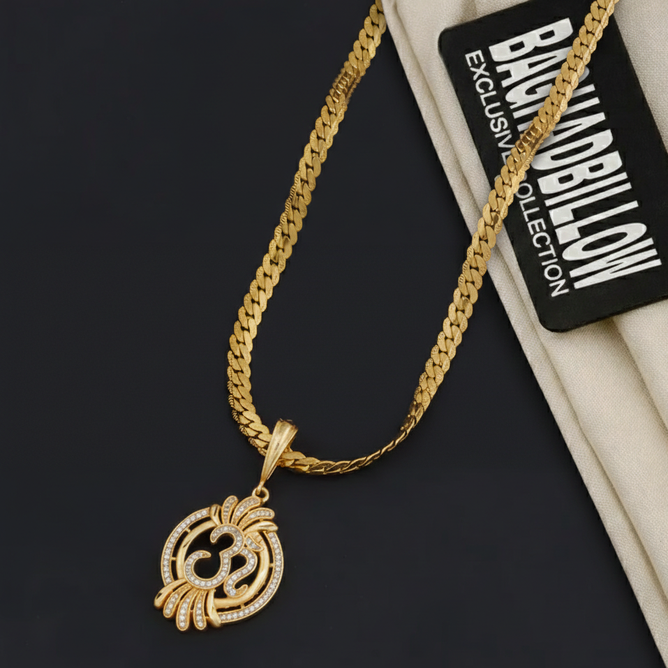 Aum Men’s Fashion Gold Chain Pendant (Chain-24 Inch)