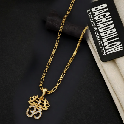 Omkar Men’s Attractive Trend Gold Chain Pendant (Chain-24 Inch)