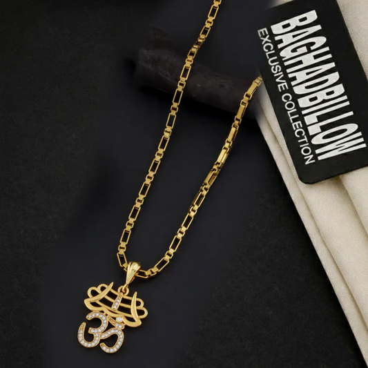 Omkar Men’s Attractive Trend Gold Chain Pendant (Chain-24 Inch)