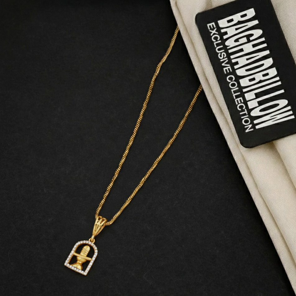 Shivling Men’s Fashion Trend Gold Chain Pendant (Chain-24 Inch)