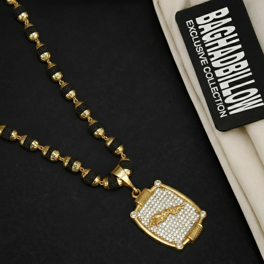 Jaguar Pendant Rudraksha Mala