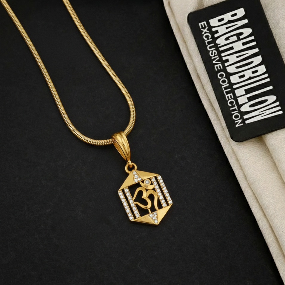 Pranava Men’s Premium Gold Chain Pendant (Chain-24 Inch)