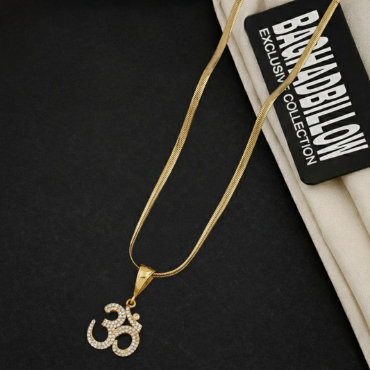 Om Men’s Premium Style Gold Chain Pendant (Chain-24 Inch)