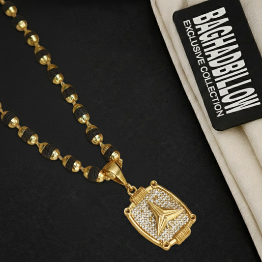 Triangle Pendant Rudraksha Mala