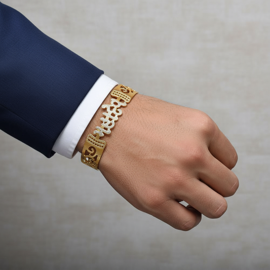 Mahadev Gold and Silver Kada Bracelet