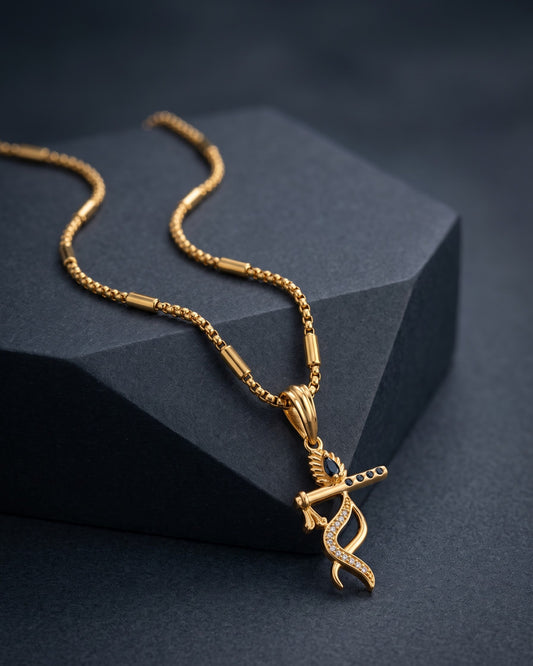 Krishna Mens Stylish Gold Pendant With Chain (Chain-24 Inch)