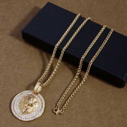 Lion Coin Pendant With Men's Chain (Chain-24 inch)