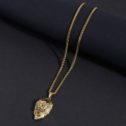 Lion Head Pendant With Men's Chain (Chain-24 inch)