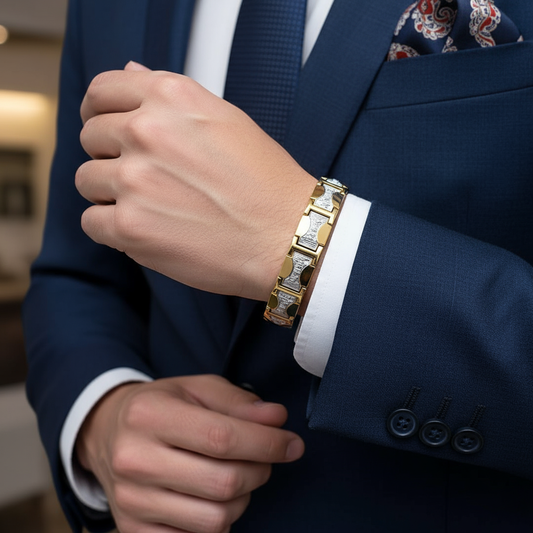 Luca Gold and Silver Men's Loose Bracelet