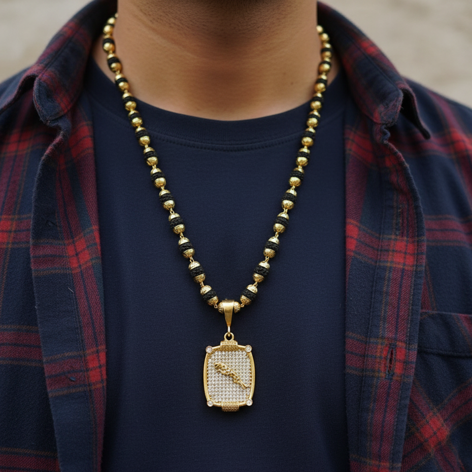 Jaguar Pendant Rudraksha Mala
