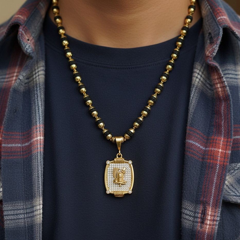 Shivling Pendant Rudraksha Mala