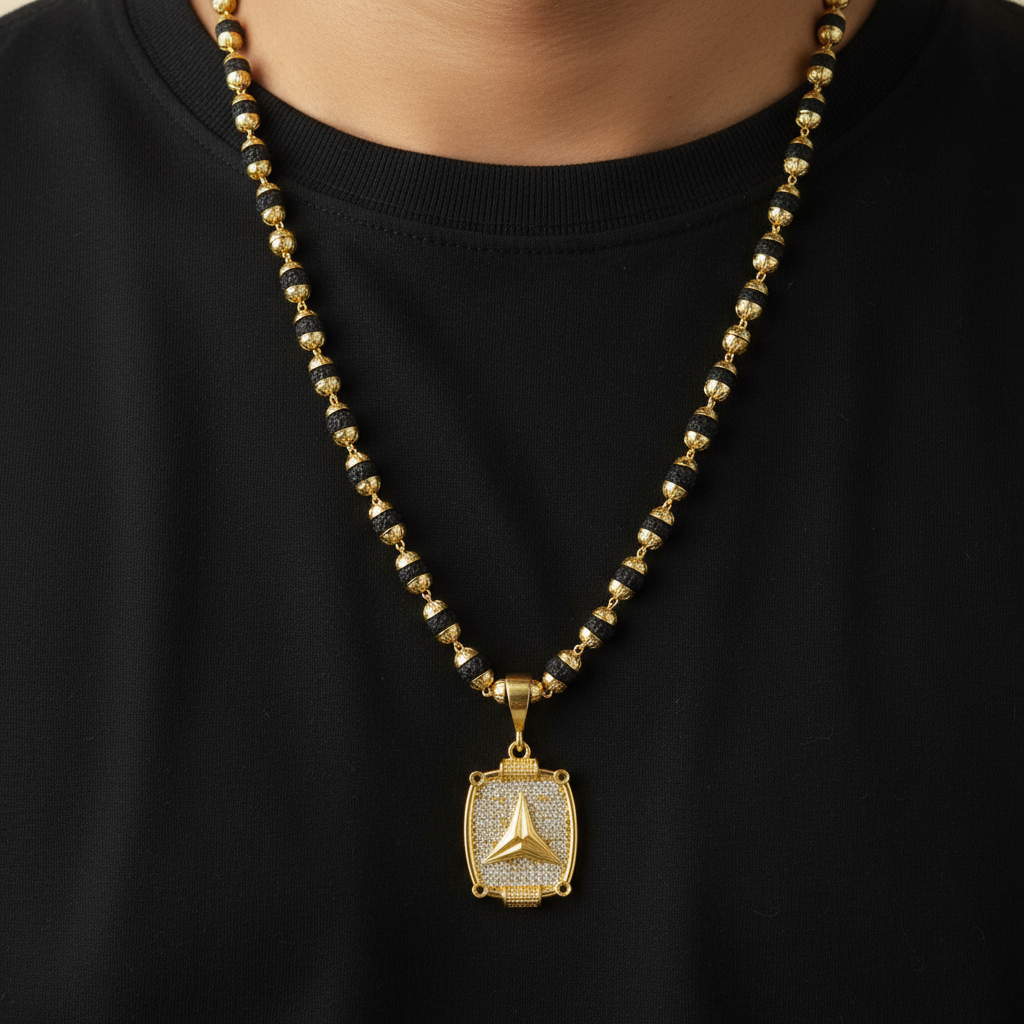 Triangle Pendant Rudraksha Mala