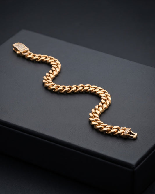 Mens Cuban Gold Diamond Loose Bracelet