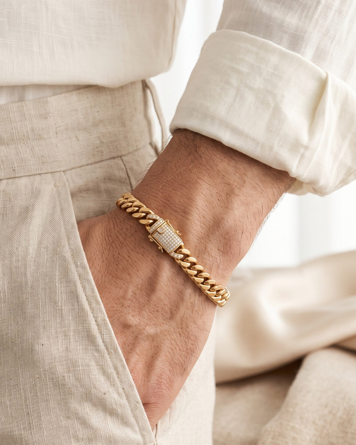 Mens Cuban Gold Diamond Loose Bracelet