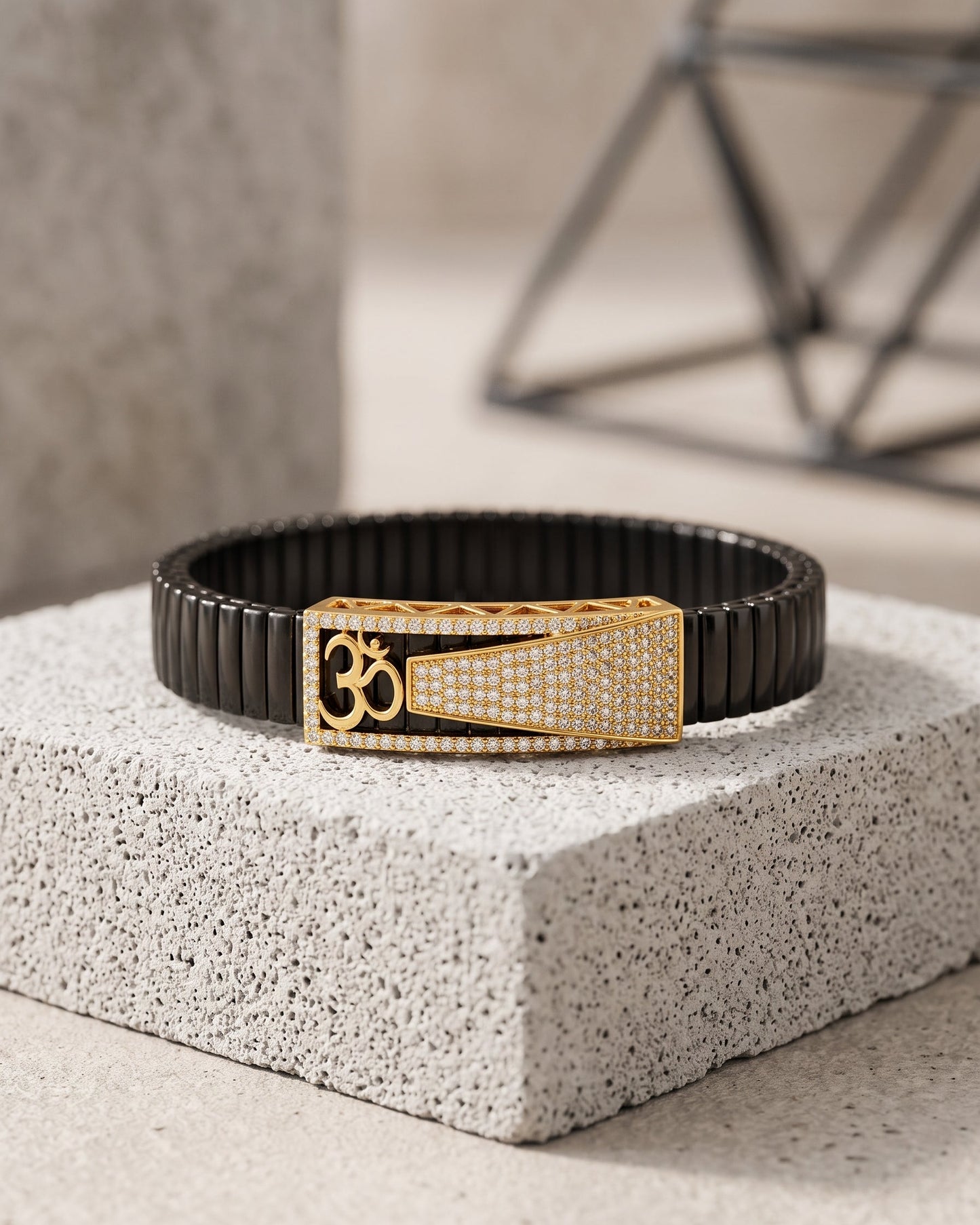 Om Luxury Black & Gold Flexible Bracelet