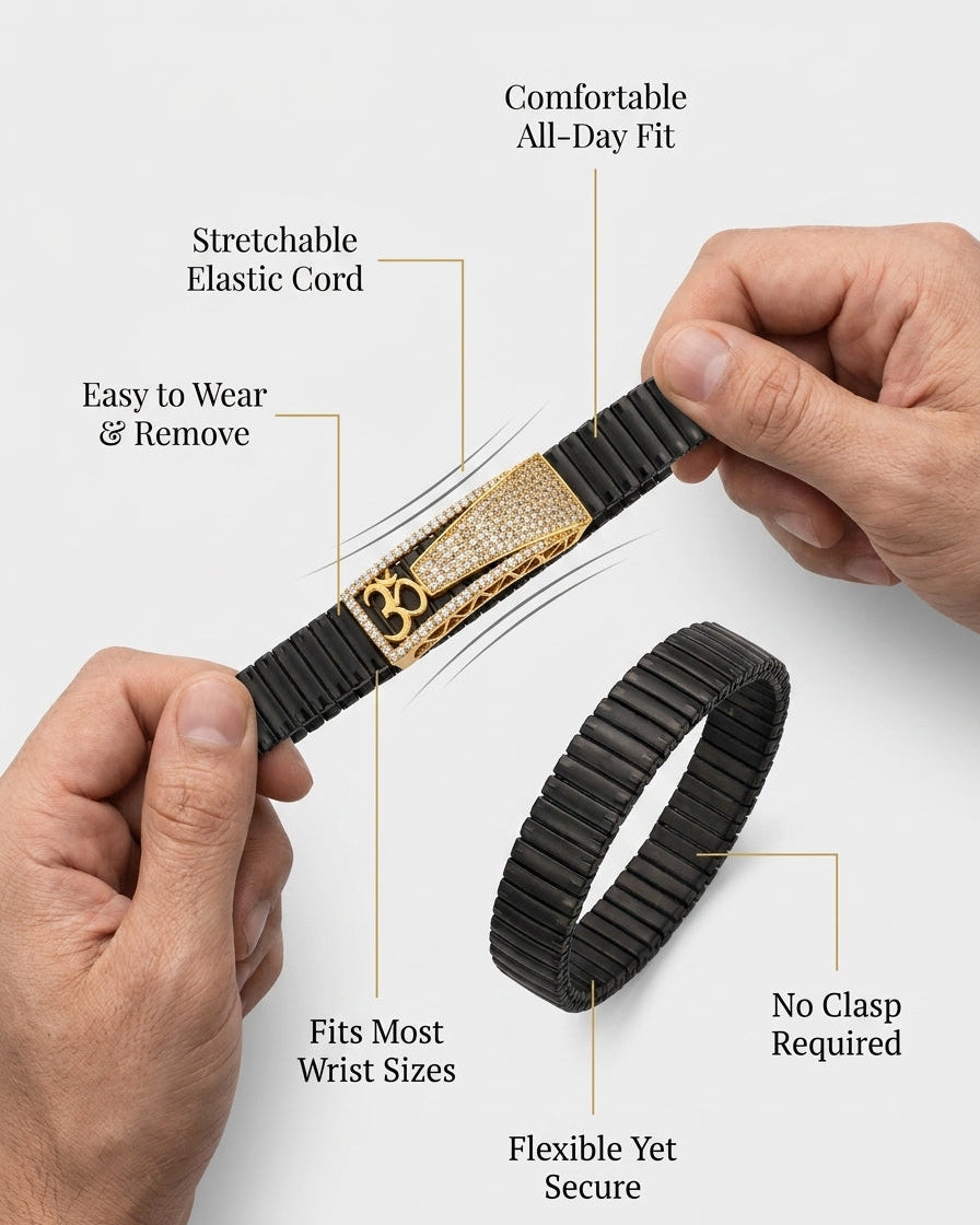 Om Luxury Black & Gold Flexible Bracelet