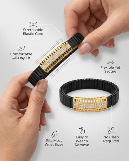Onyx Luxury Black & Gold Flexible Bracelet