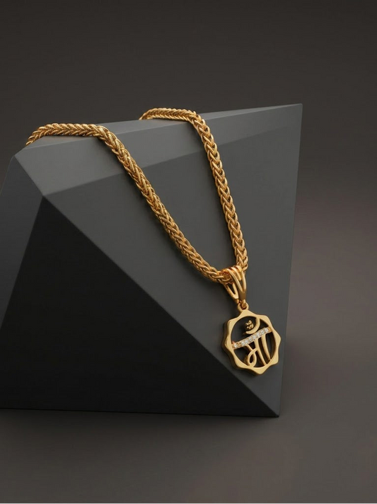 Maa Mens Exclusive Gold Chain Pendant (Chain-22 Inch / 3 Mm)