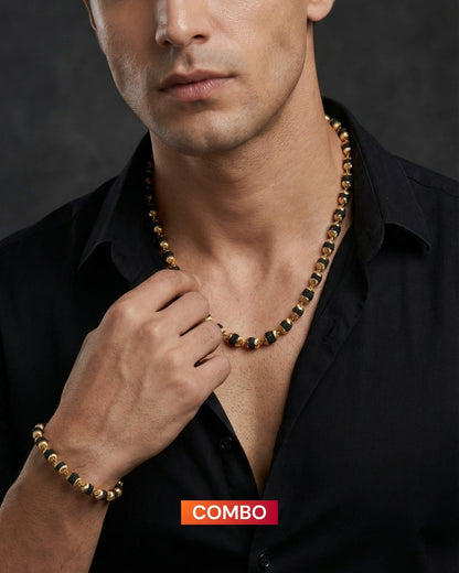 100% Real Rudraksha Mala with Bracelet Set