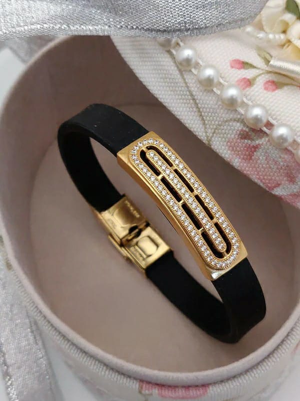 Optic Dimond Gold Plated Silicone Bracelet