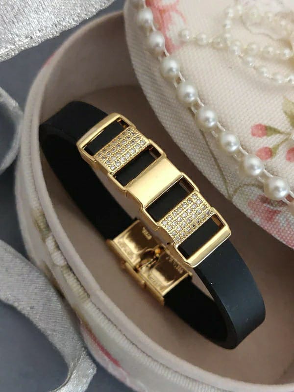 Winter Dimond Gold Plated Silicone Bracelet