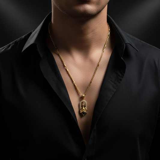 Shivshul Men’s Gold Chain Pendant (Chain-24 Inch)