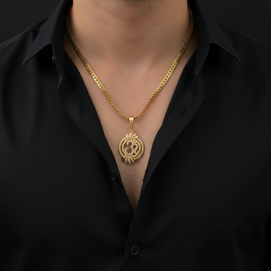 Aum Men’s Fashion Gold Chain Pendant (Chain-24 Inch)