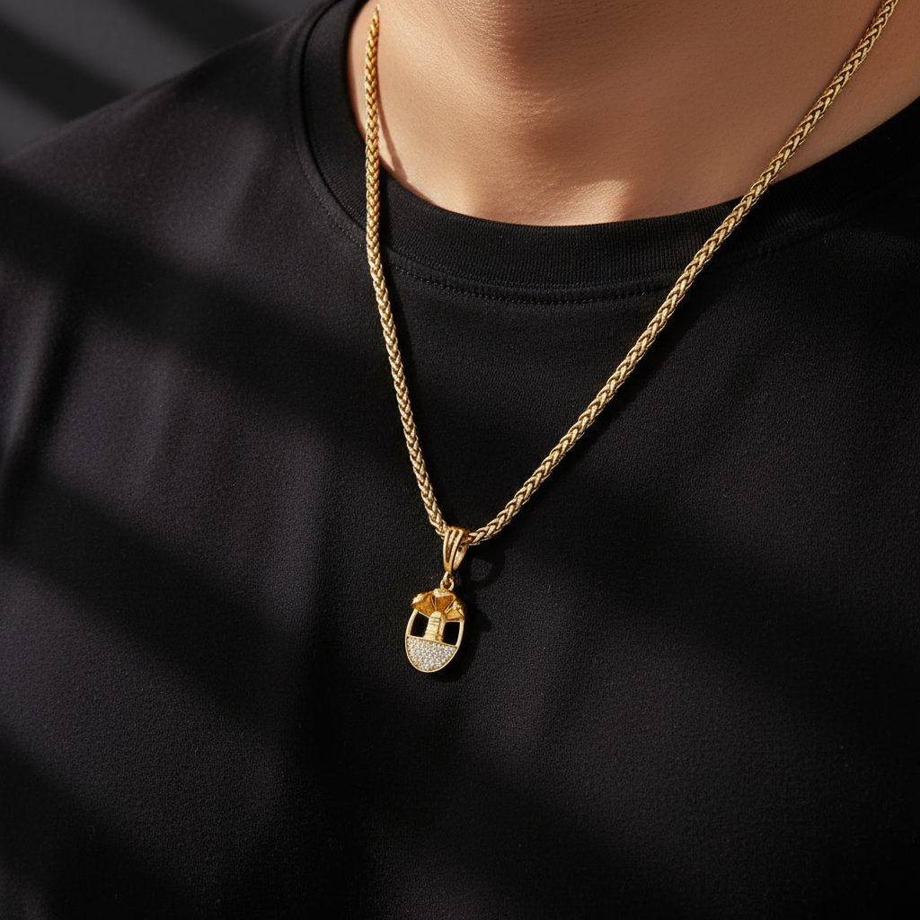 Snap Men’s Royal Look Gold Chain Pendant (Chain-22 Inch / 3 Mm)