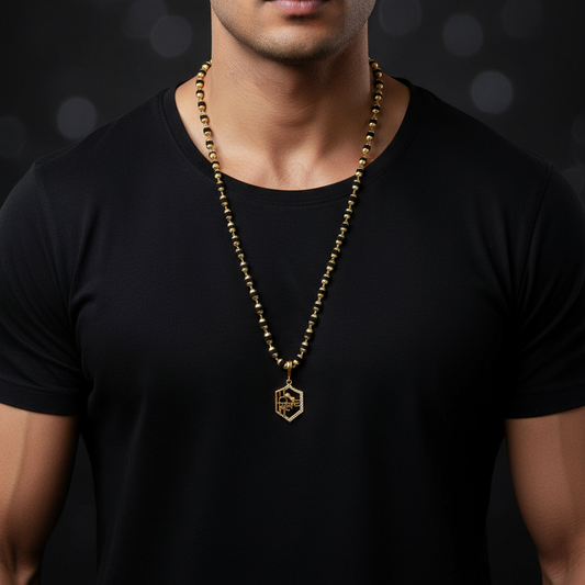 Shiv Premium Gold Plated Rudraksha Mala (23 Inch)