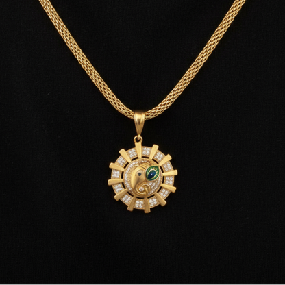 The Divine Ganesha Premium Gold Plated Chain Pendant (Chain-22 Inch)