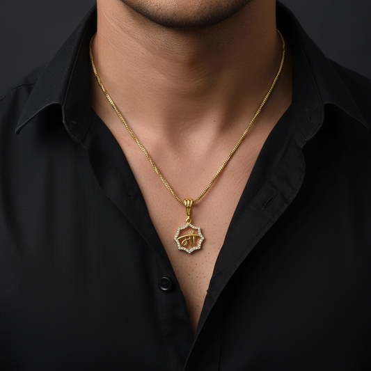 Aai Men’s Premium Look Gold Chain Pendant (Chain-24 Inch)
