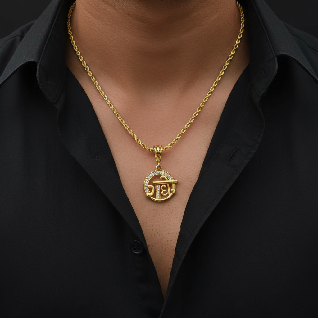 Radhe Men’s Latest Gold Chain Pendant (Chain-24 Inch)