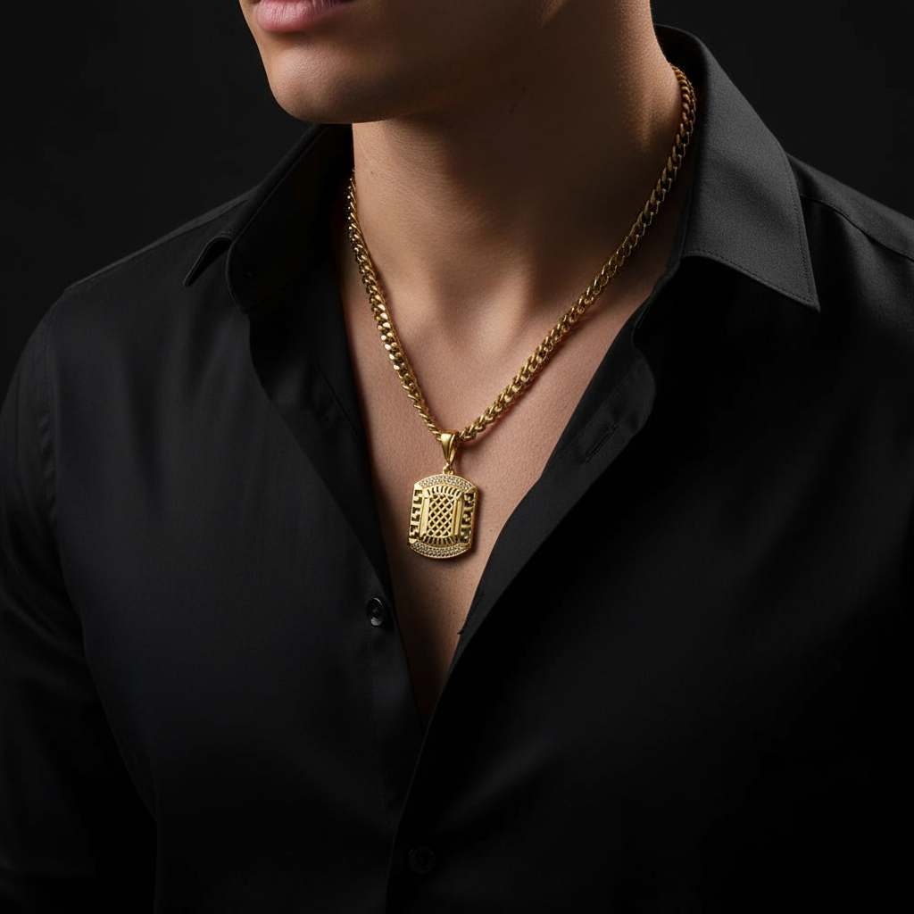 Unisex Men’s Designer Gold Chain Pendant (Chain-24 Inch)