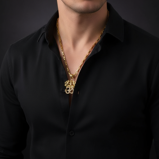 Omkar Men’s Attractive Trend Gold Chain Pendant (Chain-24 Inch)