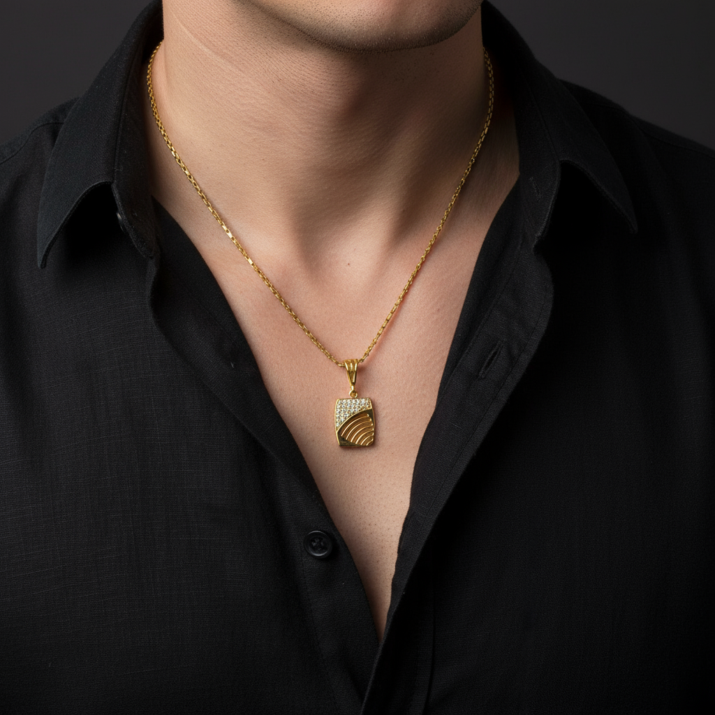 Ivo Men’s Cool Gold Chain Pendant Design (Chain-24 Inch)