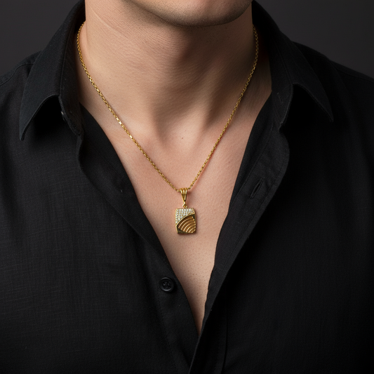 Ivo Men’s Cool Gold Chain Pendant Design (Chain-24 Inch)