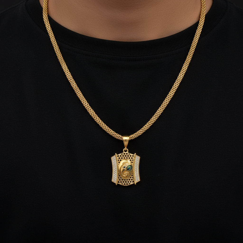 The Vinayak Premium Gold Chain Pendant (Chain-22 Inch)