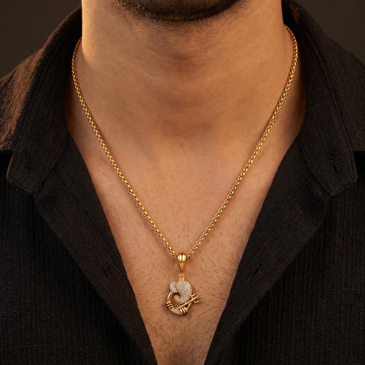 Ganesh Trishul Dimond Pendant With Gold Chain