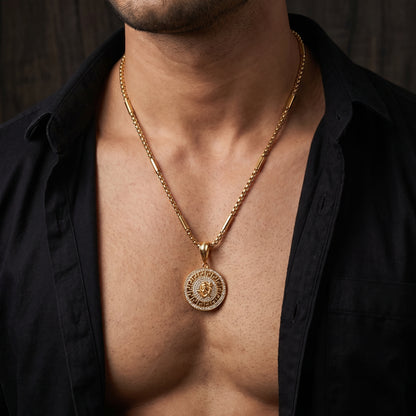 Round Om Ganesh Dimond Pendant With Gold Chain