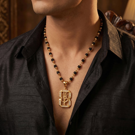 Triom Dimond Pendant With Rudraksha Mala