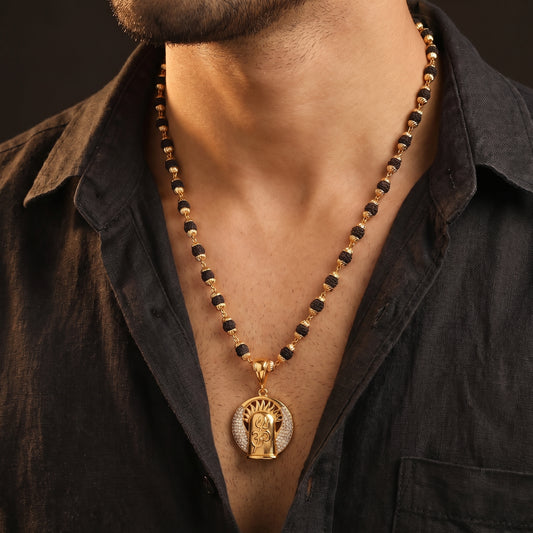 Suntriom Dimond Pendant With Rudraksha Mala