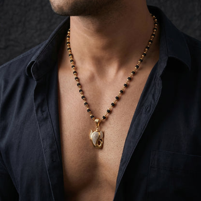 Shree Ganesh Dimond Pendant With Rudraksha Mala